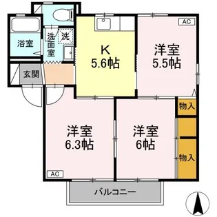 フィオレ ルガール B【2階】の間取り