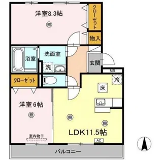 リバーパレス B棟【1階】の間取り