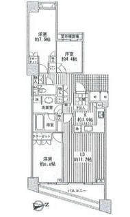 グランドメゾン高輪台【15階】の間取り