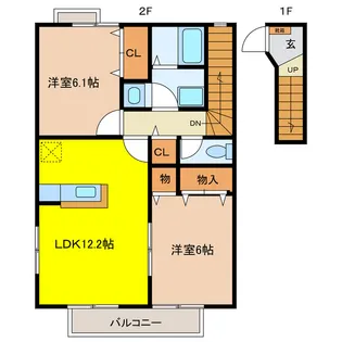 岐阜県大垣市静里町【アパート】の間取り