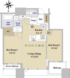 シティタワー大阪本町【30階】の間取り