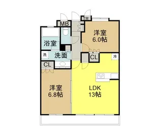 サンデュエル小山駅東通り【4階】の間取り