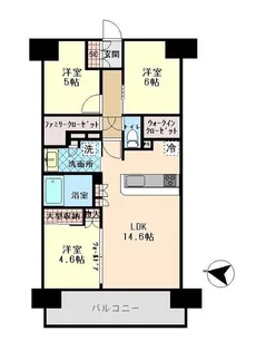 リストレジデンス越谷大袋【4階】の間取り