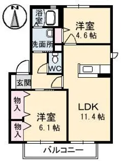 バリュージュサンヨー A棟【2階】の間取り