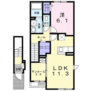 サンビームス ヒーリング【2階】の間取り