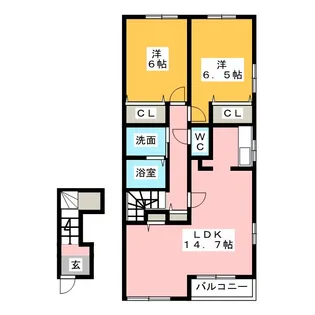 ミルトハーモニーA・B【2階】の間取り