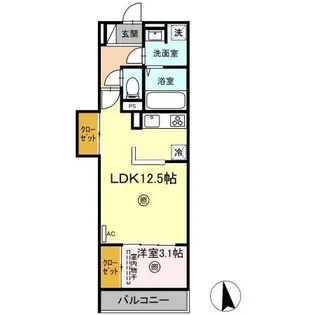 グランリュクス上野丘東【1階】の間取り