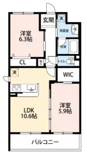 パインコート倉敷【2階】の間取り