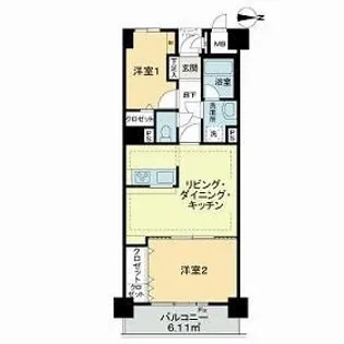 ライオンズマンション仙台堀川公園【8階】の間取り