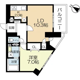 ラクレイス西新レジデンシャルタワー【6階】の間取り