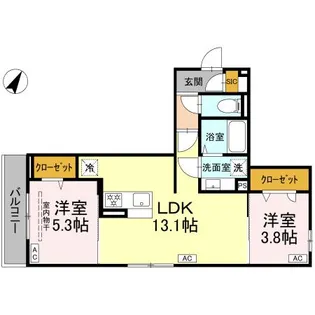 フラクタス湘南茅ヶ崎【3階】の間取り