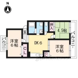 橋内ハイツ【2階】の間取り