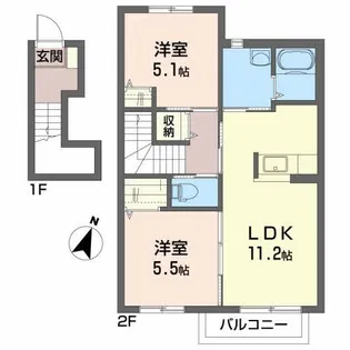 ベルメゾン桑野A【2階】の間取り