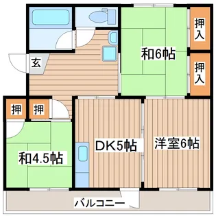 コーポラス霞 B棟【4階】の間取り