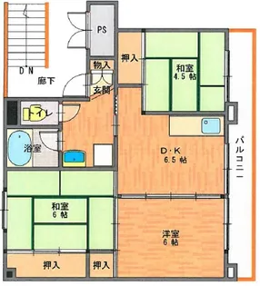 ビレッジハウスときわ 1号棟【3階】の間取り