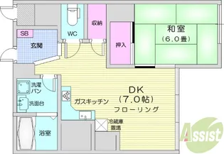 1DKの間取り画像