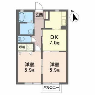 サニーハイツ西原【2階】の間取り