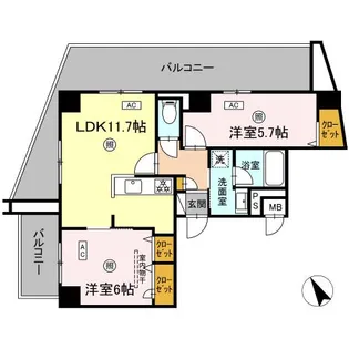 ロイヤルリバービュー【4階】の間取り