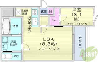 OUTRIGGER六十人町【2階】の間取り