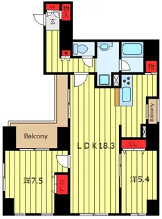 ロイヤルトーリータワーズ【9階】の間取り
