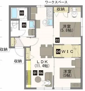 レーベンス富の原 B棟【1階】の間取り