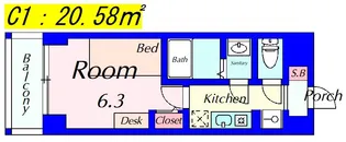 エスリードカレッジゲート南草津【8階】の間取り