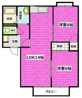 瀬野ハイライフタウン C棟【2階】の間取り