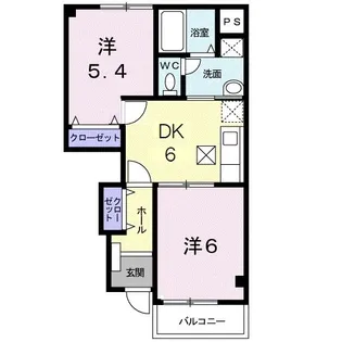 ラフレシール ヴィラB【1階】の間取り