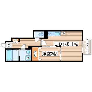 ラクラス幸町【1階】の間取り
