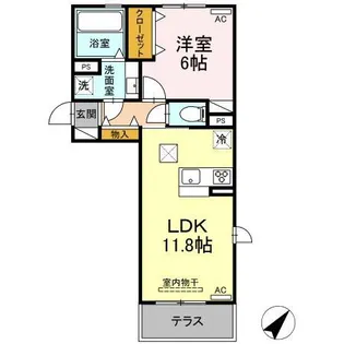 ウィル東小路【1階】の間取り