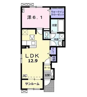 クワトロ ポルテI【1階】の間取り