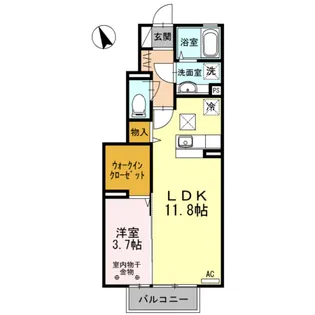 クラヴィーア甲府朝気【1階】の間取り