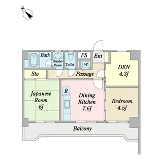 フェリオコート横浜反町【9階】の間取り