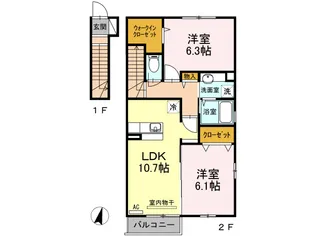 ボヌールムナカタ A棟【2階】の間取り