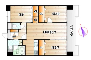 グランエスパシオ浅野【13階】の間取り