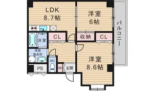 アビタシオン阿波座【8階】の間取り