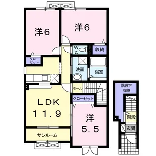 ベルソレイユII 203号室【2階】の間取り