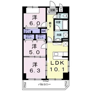 アンドーバーテラス大北【4階】の間取り