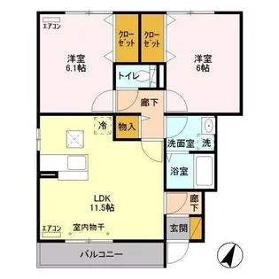 イーズフィールド【1階】の間取り