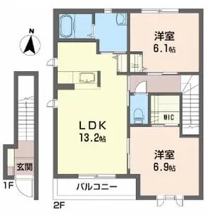 カーサ・ラ・セレーノ II【2階】の間取り