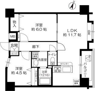 イトーピア中之島パークサイド【4階】の間取り
