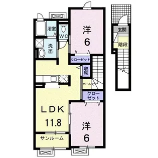 ヴィー・ボヌール【2階】の間取り