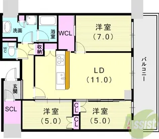 プラウドタワー神戸垂水【29階】の間取り