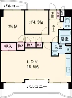 ライオンズマンション鳴丘弐番館【6階】の間取り
