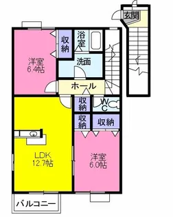 ウエスト ヴィル ヌーヴII【2階】の間取り