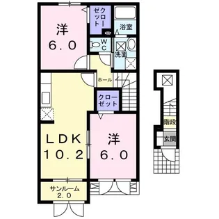 サザンアヴェニューC【2階】の間取り