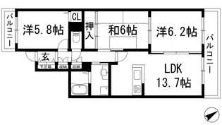 ダイアパレス宝塚月見山【6階】の間取り