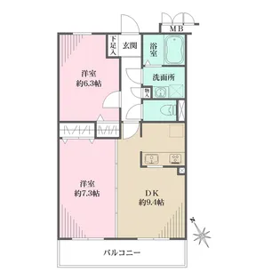 2DKの間取り画像