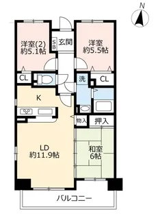 URアーベインヒルズ小笹【5階】の間取り