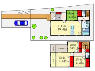 京都府向日市上植野町南開【一戸建】の間取り